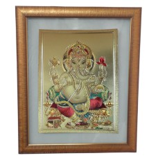24K Gold Plated Ganesha Figure In Frame